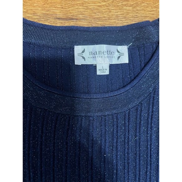 Nanette Lepore Womens Blue Long Sleeve Dress Size Large Sparkle Stretch - Picture 2 of 4